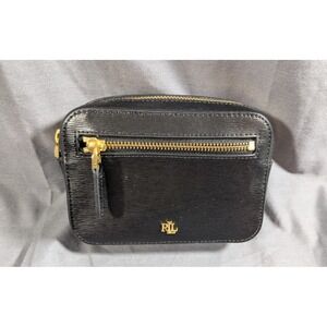 Ralph Lauren Belt Bag Leather Black Zipper Fanny Pack One Size 4" x 6" - No Belt